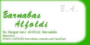 barnabas alfoldi business card